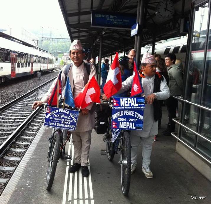   स्विजरल्याण्डमा दुई साइकल यात्री, विभिन्न संस्थाहरुको सम्मान र सहयोग