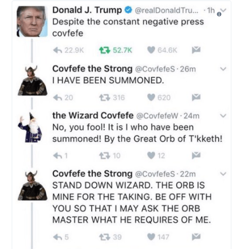   ट्रम्पले ट्वीटरमा लेखे ‘covfefe’: मानिसले सोधे, ‘राजिनामा दिँदैछौ ?’
