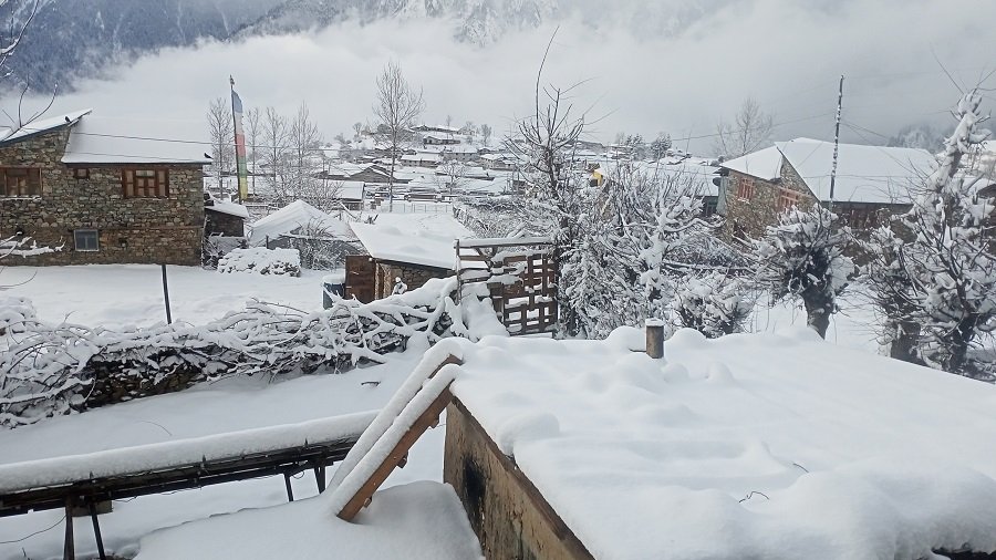 Heavy snowfall in Humla, normal life hit hard