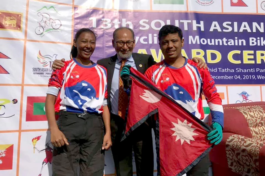 Nepali cyclists pedal to win twin gold medals in 13th SAG