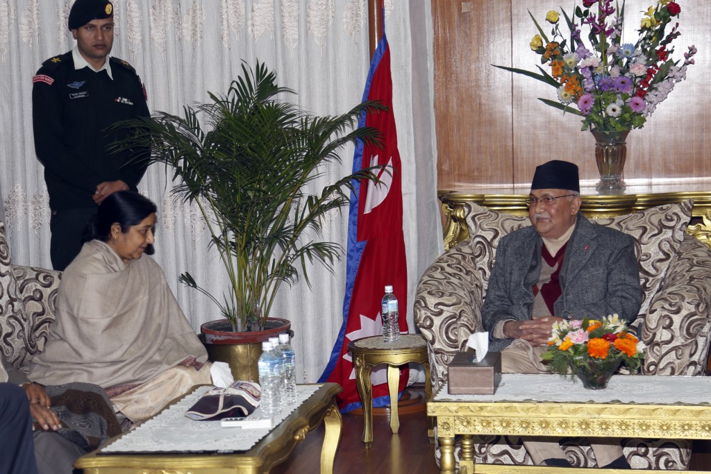 Indian External Affairs Minister pays courtesy call on PM Oli