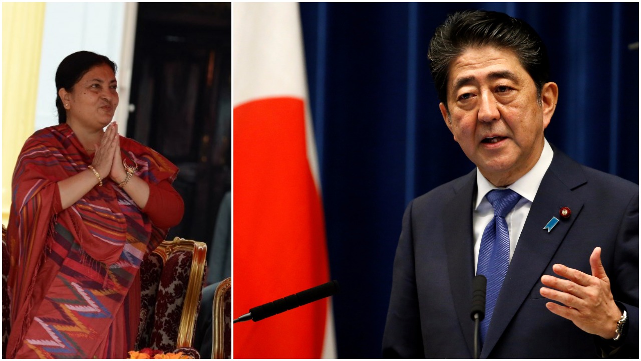 President Bhandari and Japanese PM Abe meet