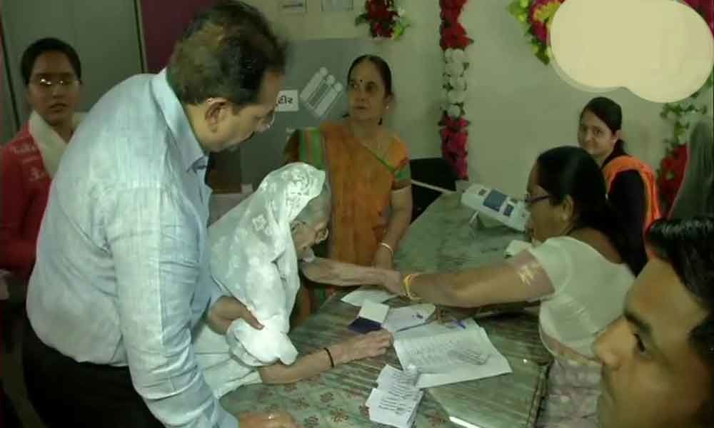 PM Modi's mother casts vote in Ahmedabad