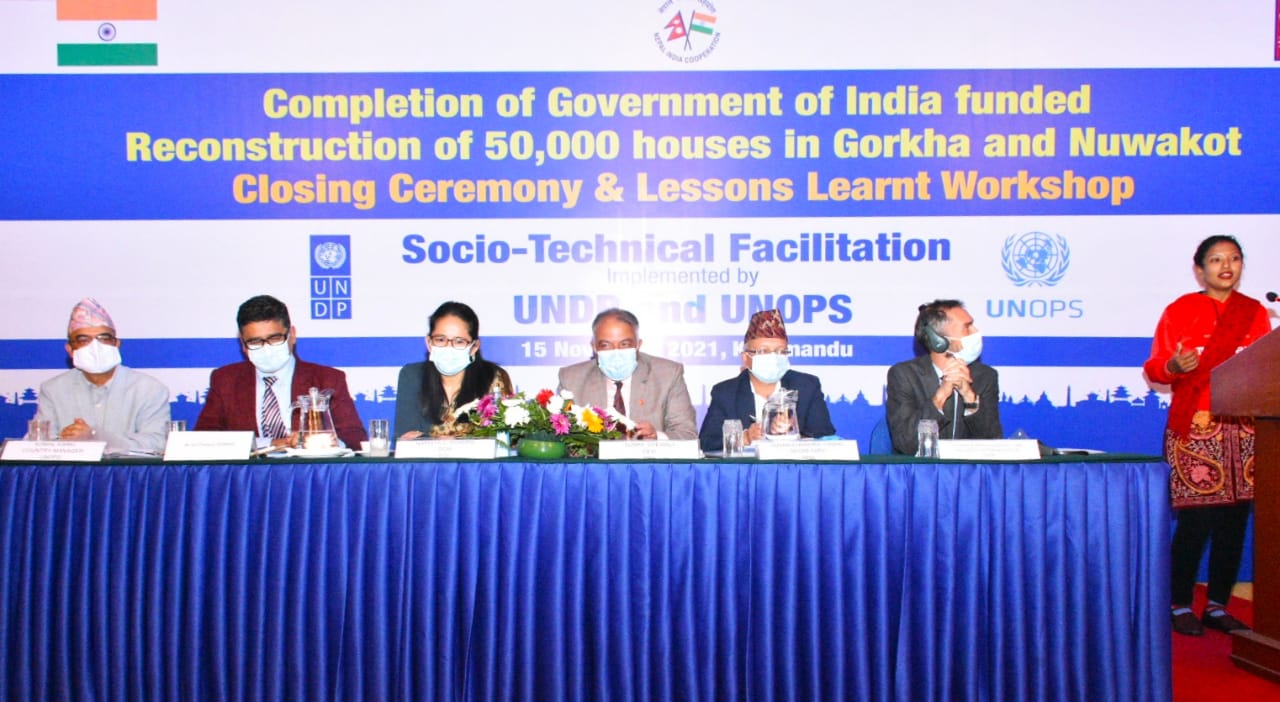 भारतको सहयोगमा नुवाकोट र गोरखा जिल्लामा ५० हजार आवास पुनर्निर्माण