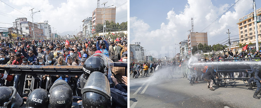 PHOTOS: Anti-MCC cadres clash with security personnel ahead of HoR meeting