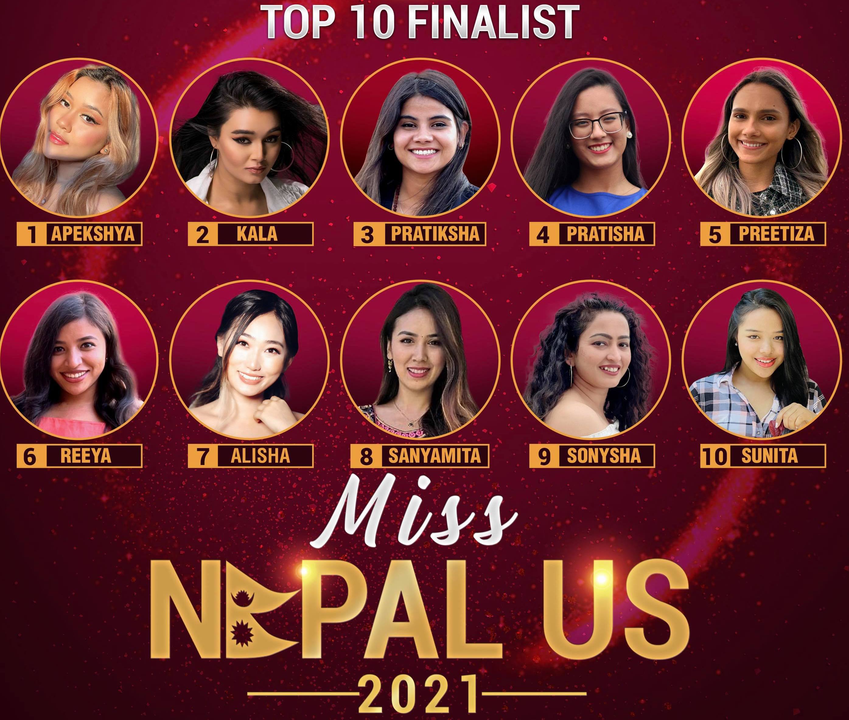 मिस नेपाल युएसमा १० प्रतियोगी