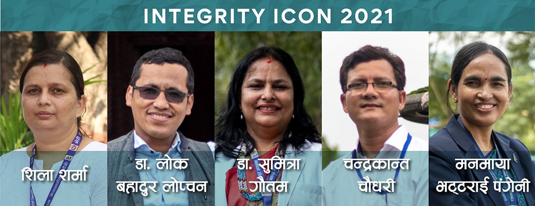 Five best performing civil service employees feted with Integrity Icon Nepal, 2021