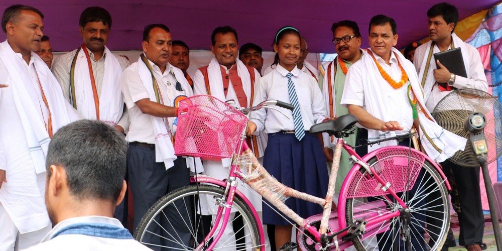 Cycles distributed to 114 girl students
