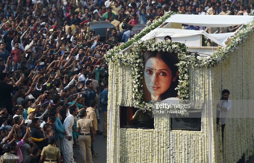 India bids tearful farewell to Bollywood superstar Sridevi