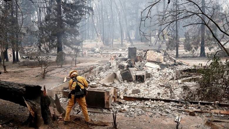 firefighters battle blazes on two fronts in California, 50 dead