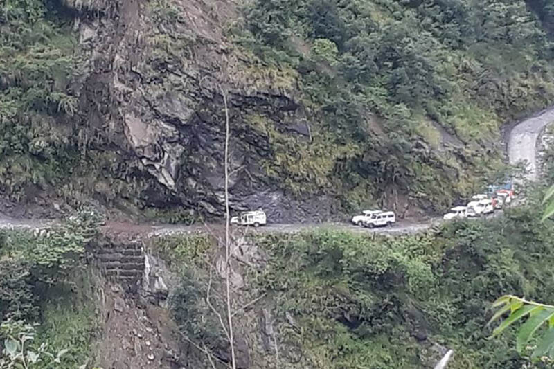 Besisahar- Chame road obstructed