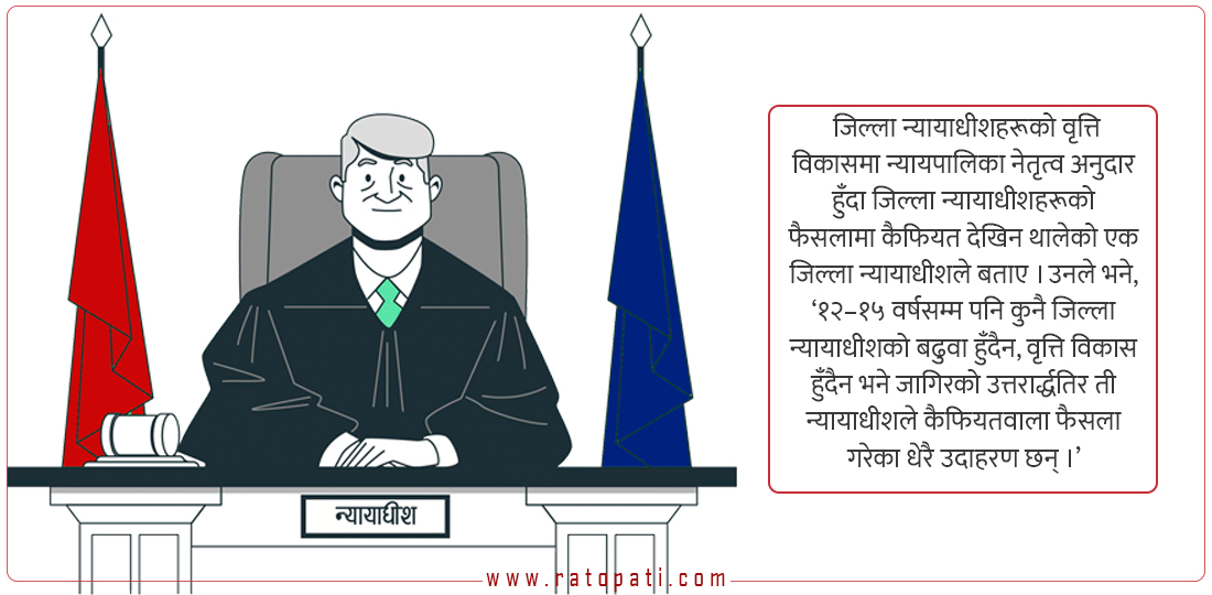 कोही १५ वर्षदेखि जिल्ला न्यायाधीशमै सीमित, वैतनिक वकिलमा थमौती खोज्नेचाहिँ उच्च अदालतको न्यायाधीश