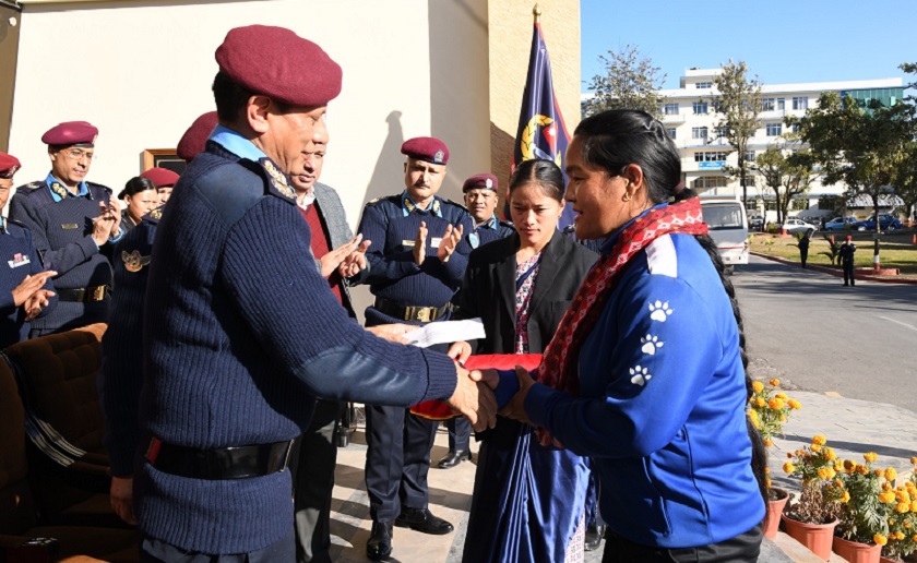 नेपाल प्रहरीका पदक विजेता खेलाडीलाई सम्मान