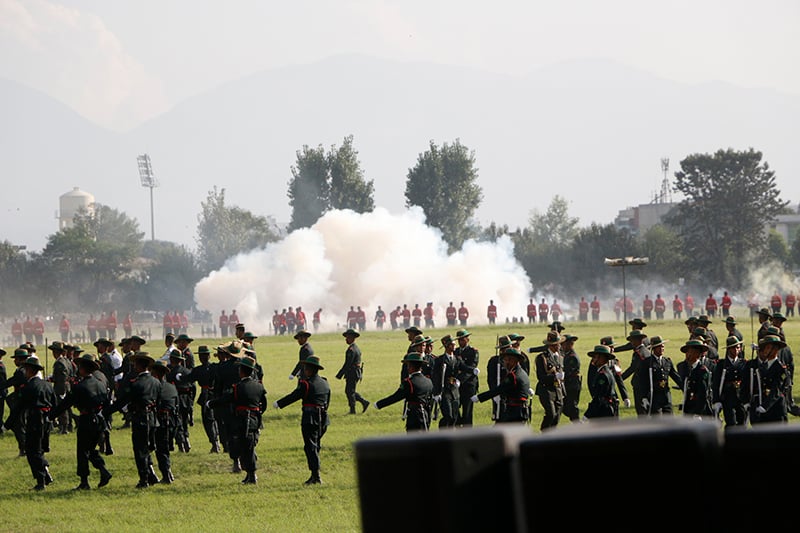 Symbolic feu de joie on Fulpati this year