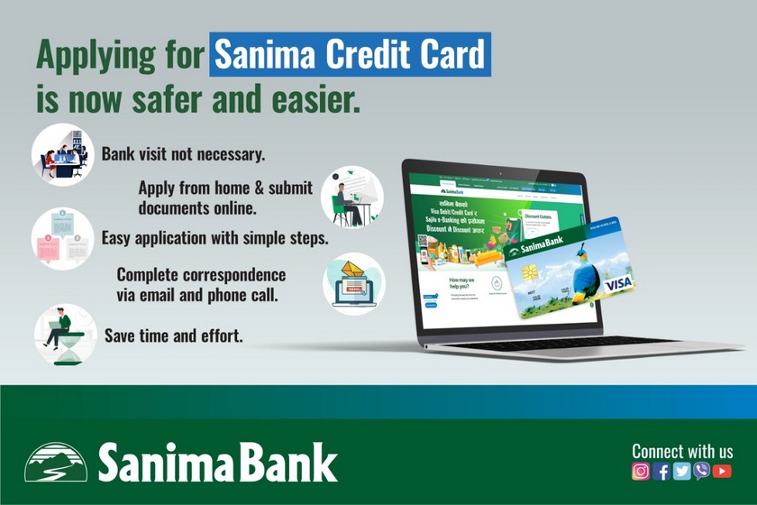 सानिमा बैंकको क्रेडिट कार्डका लागि अब अनलाइनबाटै आवेदन दिन मिल्ने