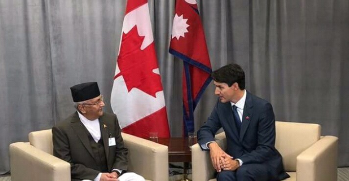 PM Oli holds talks with Canadian counterpart, agreement signed