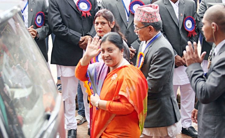 President Bhandari visits Krishna Mandir