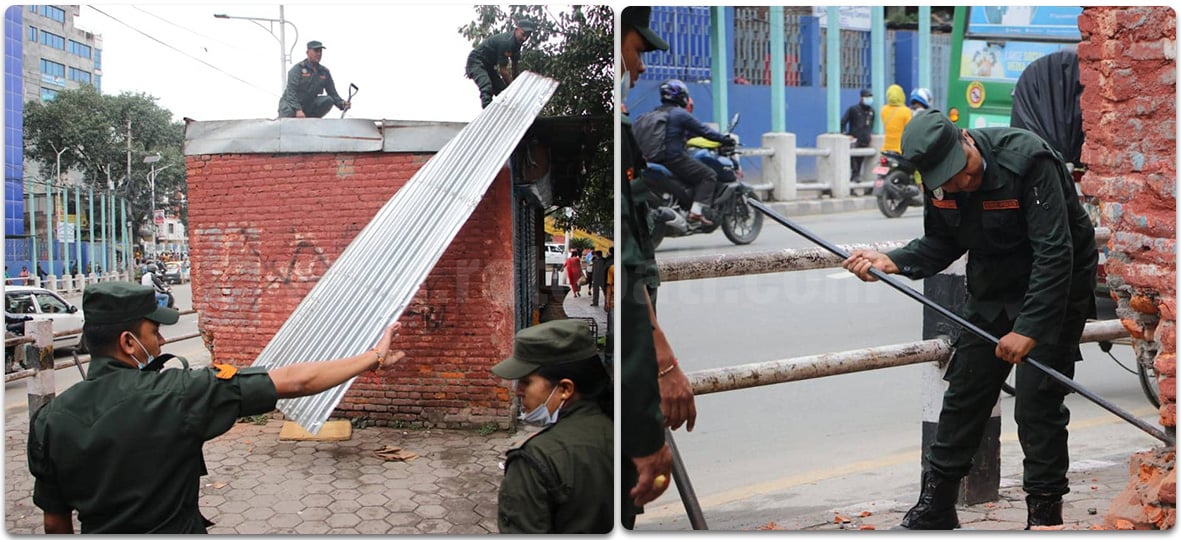 IN PICS: KMC demolishes illegal structures at Ratnapark premises