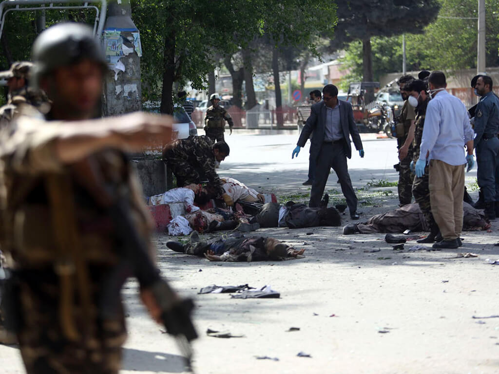 Death toll climbs to 25 including 5 journalists in twin suicide bombings in Kabul