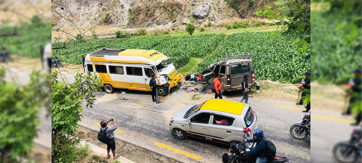 Five die as Minibus collides with Tata Sumo at Kavre