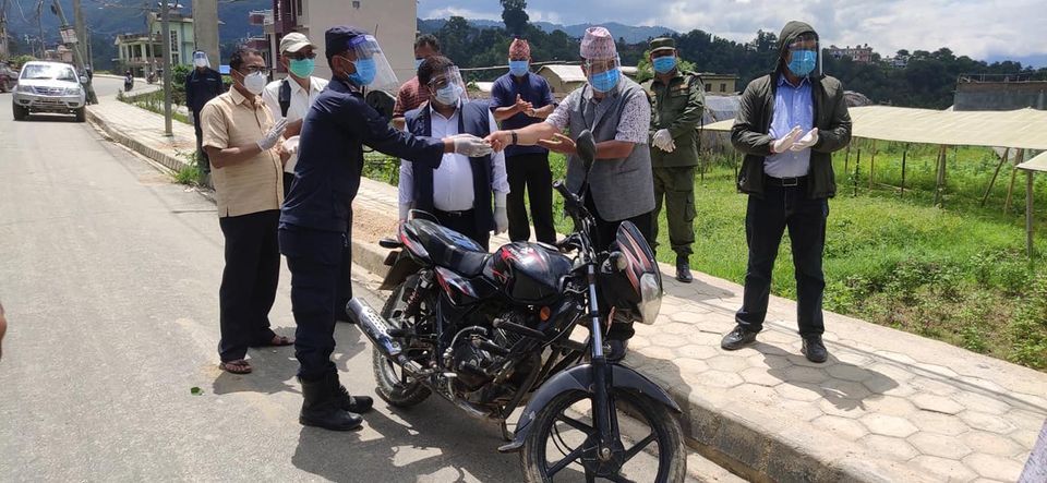 Lawmaker Basnet provides motorbike to police post