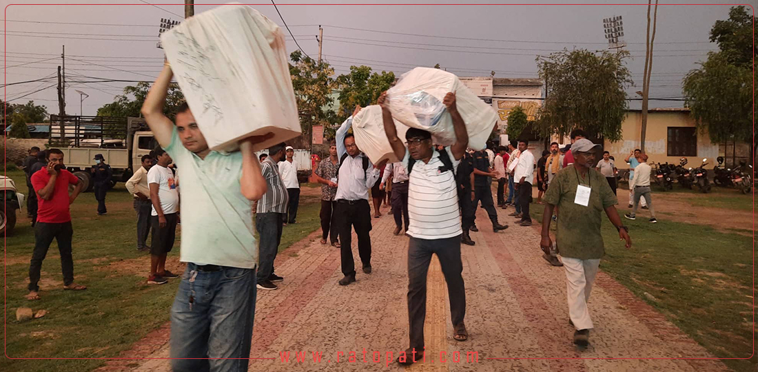 PHOTOS: Ballot boxes being collected for vote count in Biratnagar
