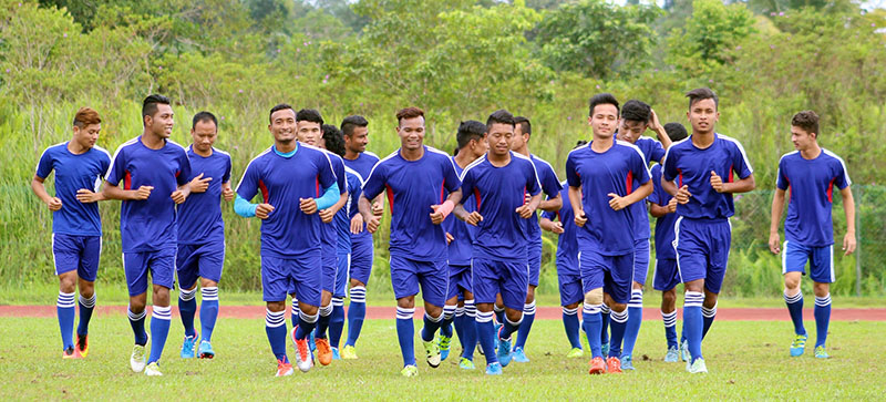 Nepali football team undergoing training session for 2022 World Cup Qualification