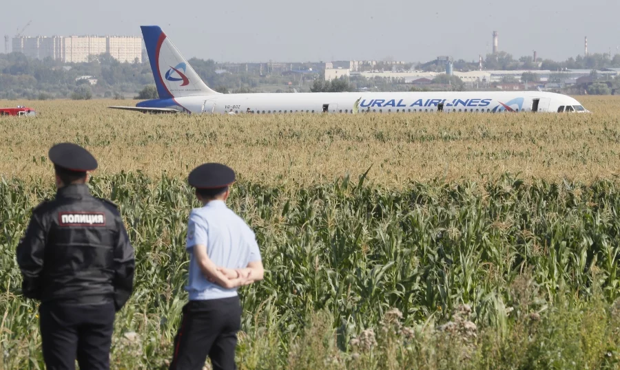 Russian Airbus makes emergency landing in corn field