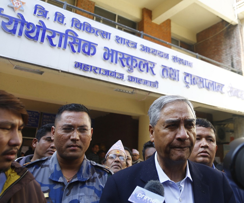 NC President Deuba takes stock of PM Oli's health