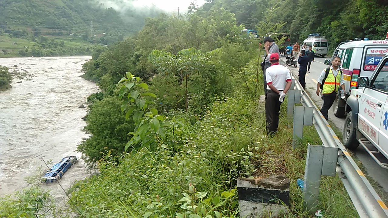 Goods container plunges into Trishuli river