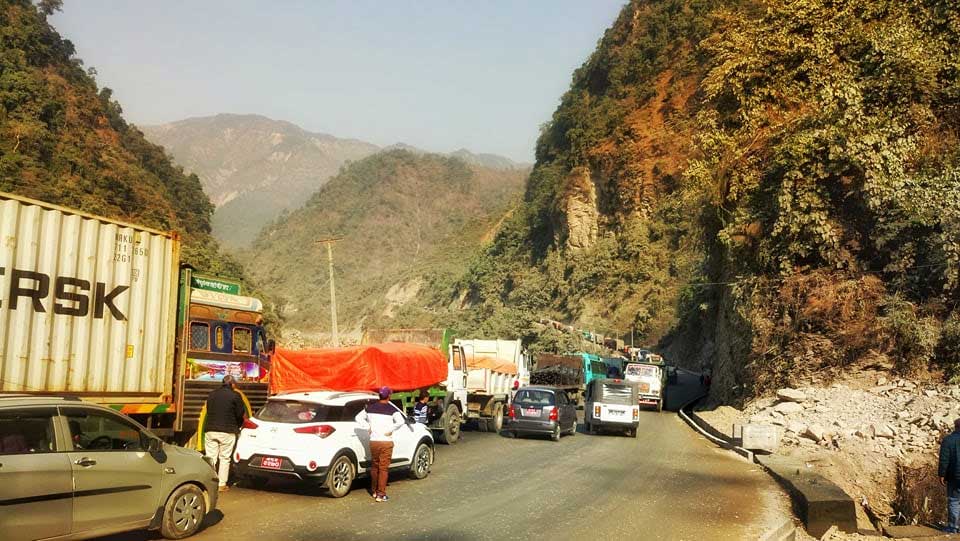 Vehicular movement disrupted as road depresses