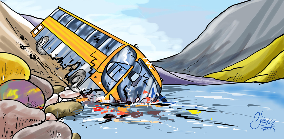 मुगुमा ३९ जना यात्रु सवार बस दुर्घटना