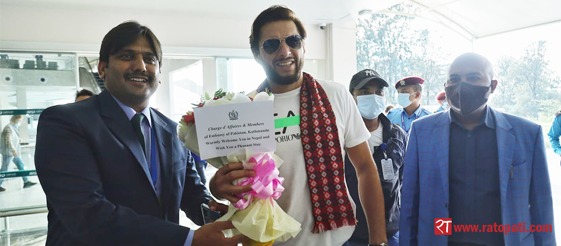 PHOTOS: Pakistani cricketer Afridi in Kathmandu for EPL