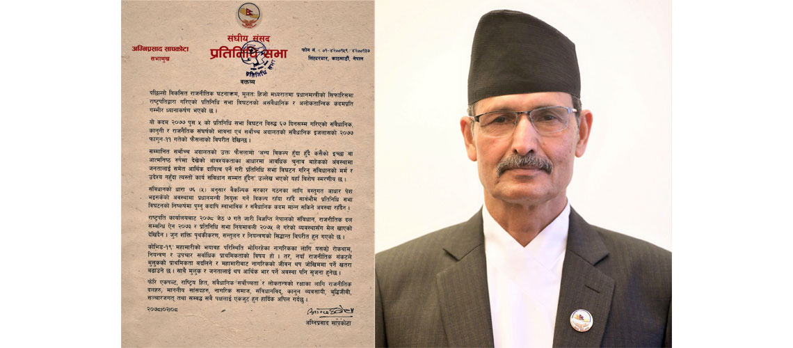 House dissolution is unconstitutional: Speaker Sapkota