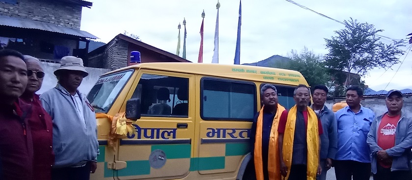 भारतीय राजदूतावासद्वारा मुगाली बौद्धमार्गी सेवा संघलाई एम्बुलेन्स सहयोग