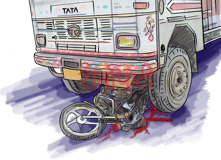 Two die when motorcycle crashes into parked truck