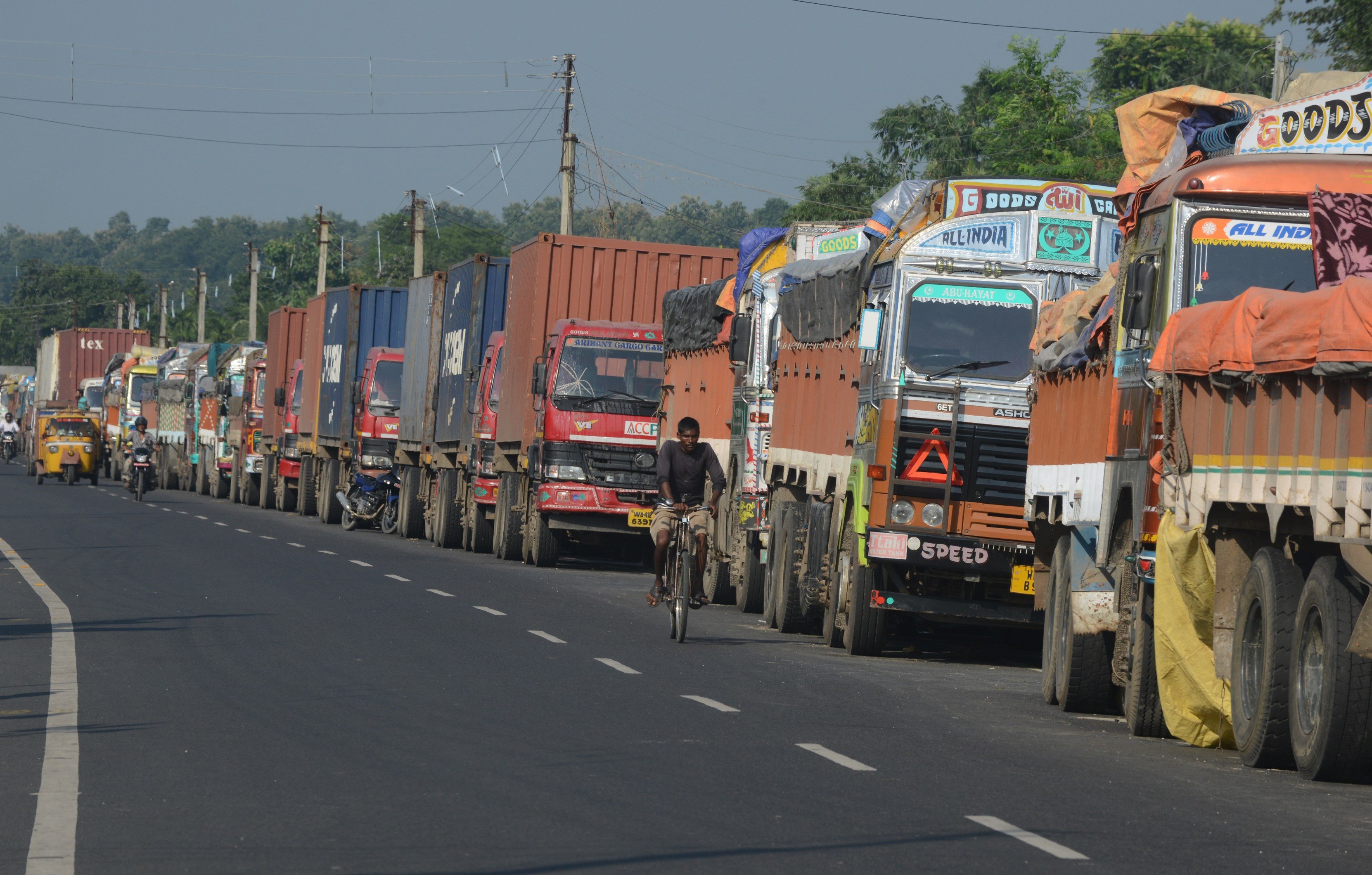 Goods trucks entering from India send jitters of COVID-19 among Jhapa folks