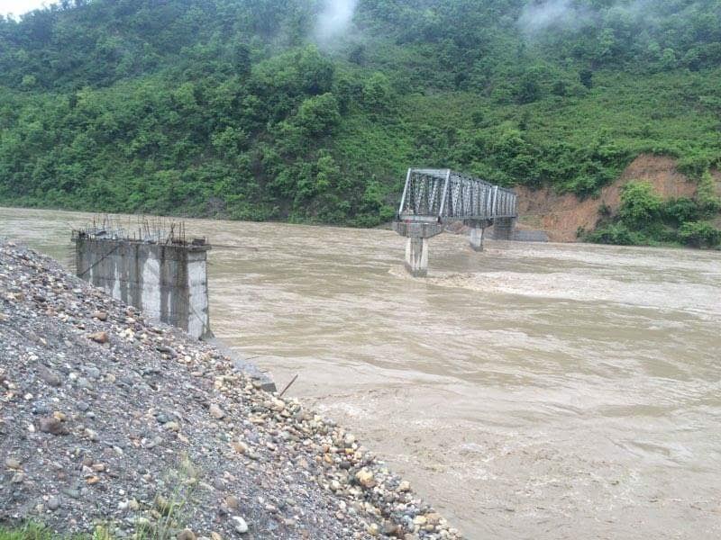Flood takes away bridge