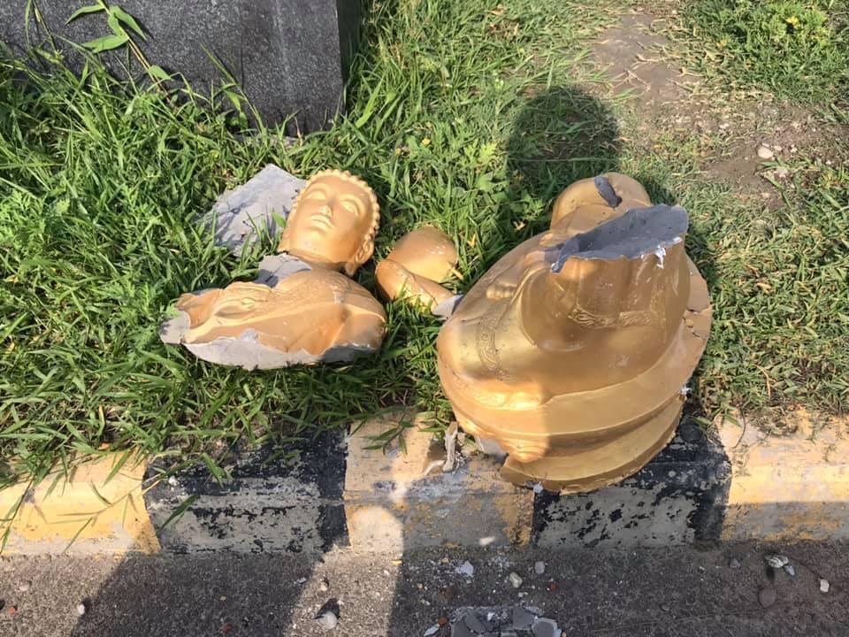 Buddha statues broken