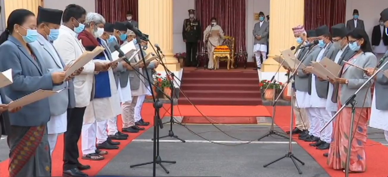 KP Oli re-sworn in as Prime Minister, no change made in Cabinet