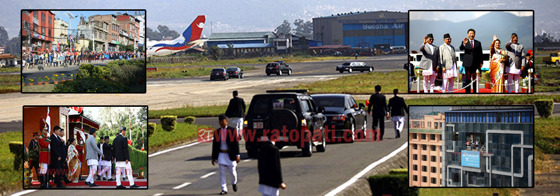 तस्बिरमा हेर्नुहोस् सडकदेखि विमानस्थलसम्म चिनियाँ राष्ट्रपतिको विदाइ