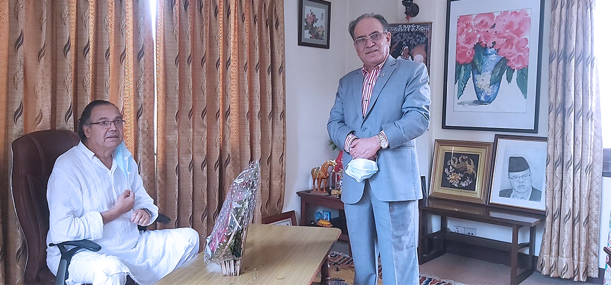 Dahal meets Khanal with ‘get well soon’ wishes