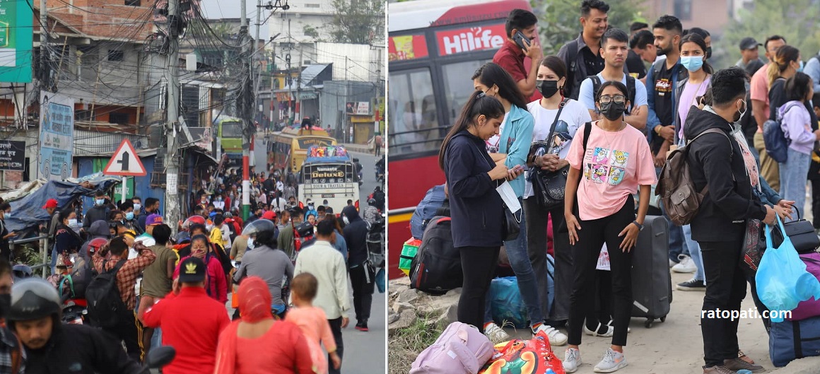 IN PICS: People leaving the capital for Dashain celebration
