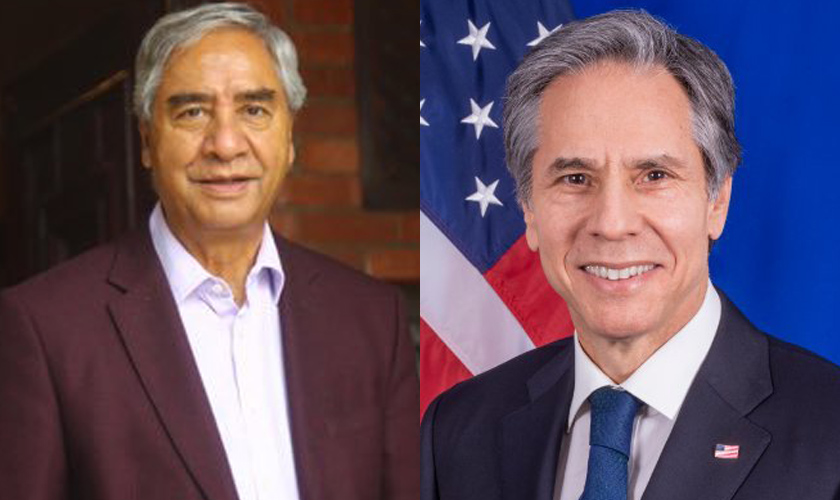 PM Deuba, US Secy of State Blinkden hold telephone conversation