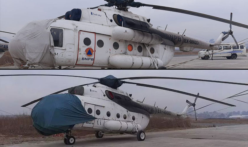 ६ महिनादेखि काठमाडौँमा रोकिएका दुई किर्गिस्तानी हेलिकप्टर फिर्ता