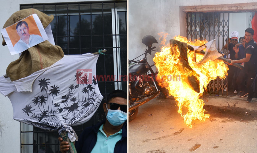 Student wing close to ruling alliance burns Home Minister’s effigy