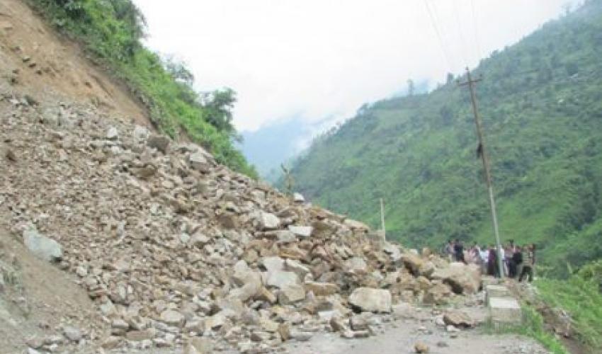 Landslide disrupts road section