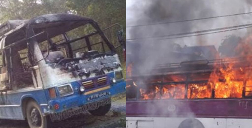 Bus carrying members of wedding party torched