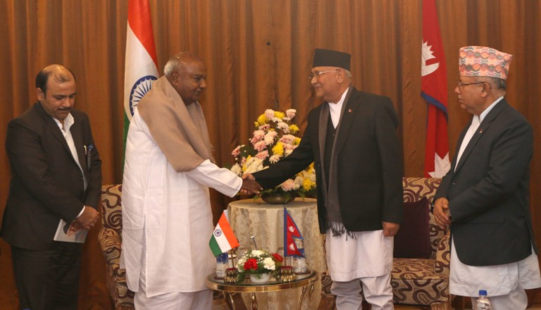 PM Oli holds meeting  with foreign dignitaries including ex-Indian PM