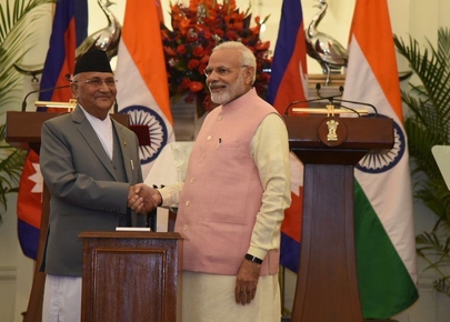 PM Oli, Indian PM Modi jointly inaugurate interstate petroleum pipeline project